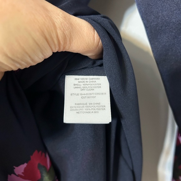 Joie Navy Floral Miltona Wrap Dress Small Long Sleeve Midi Belted V-Neck - Picture 4 of 5